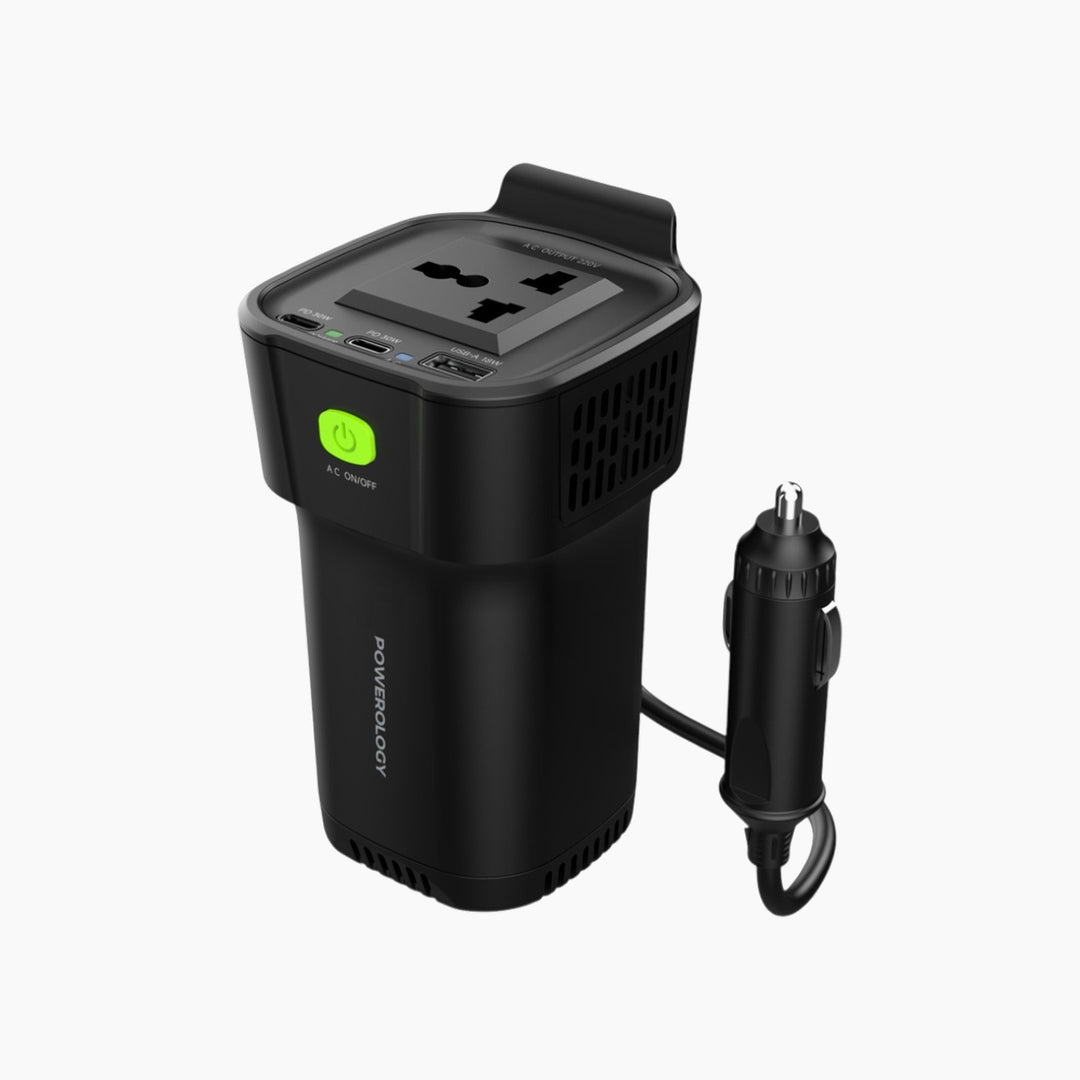 Powerology Inverter Universal USB-A 2 Type-C  Car Charger (150W)