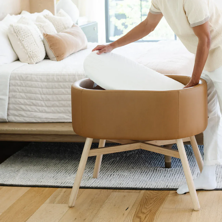 Babyletto x GATHRE Capsule Bassinet in camel