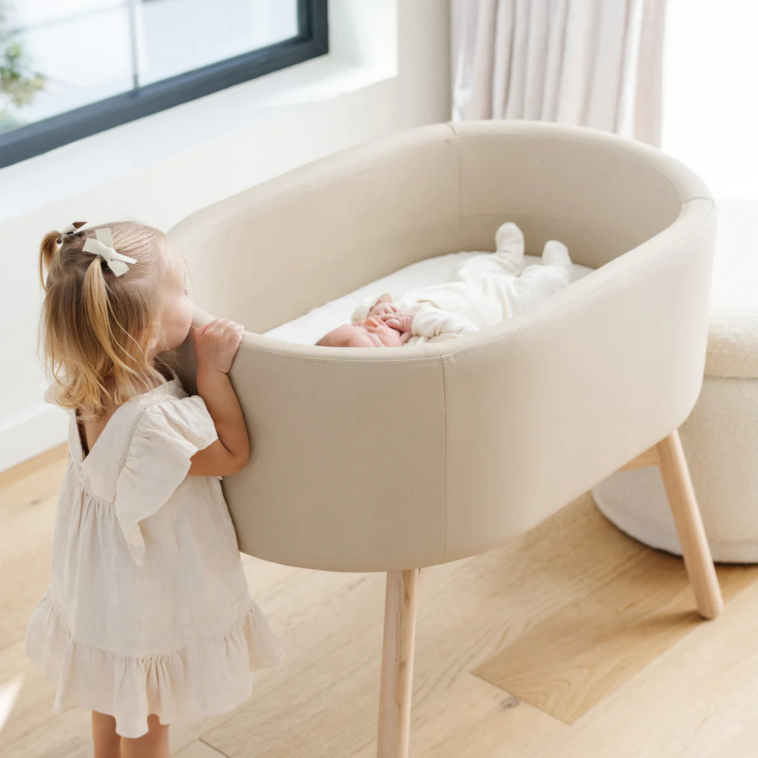 Babyletto x GATHRE Millet capsule bassinet with rubberwood legs
