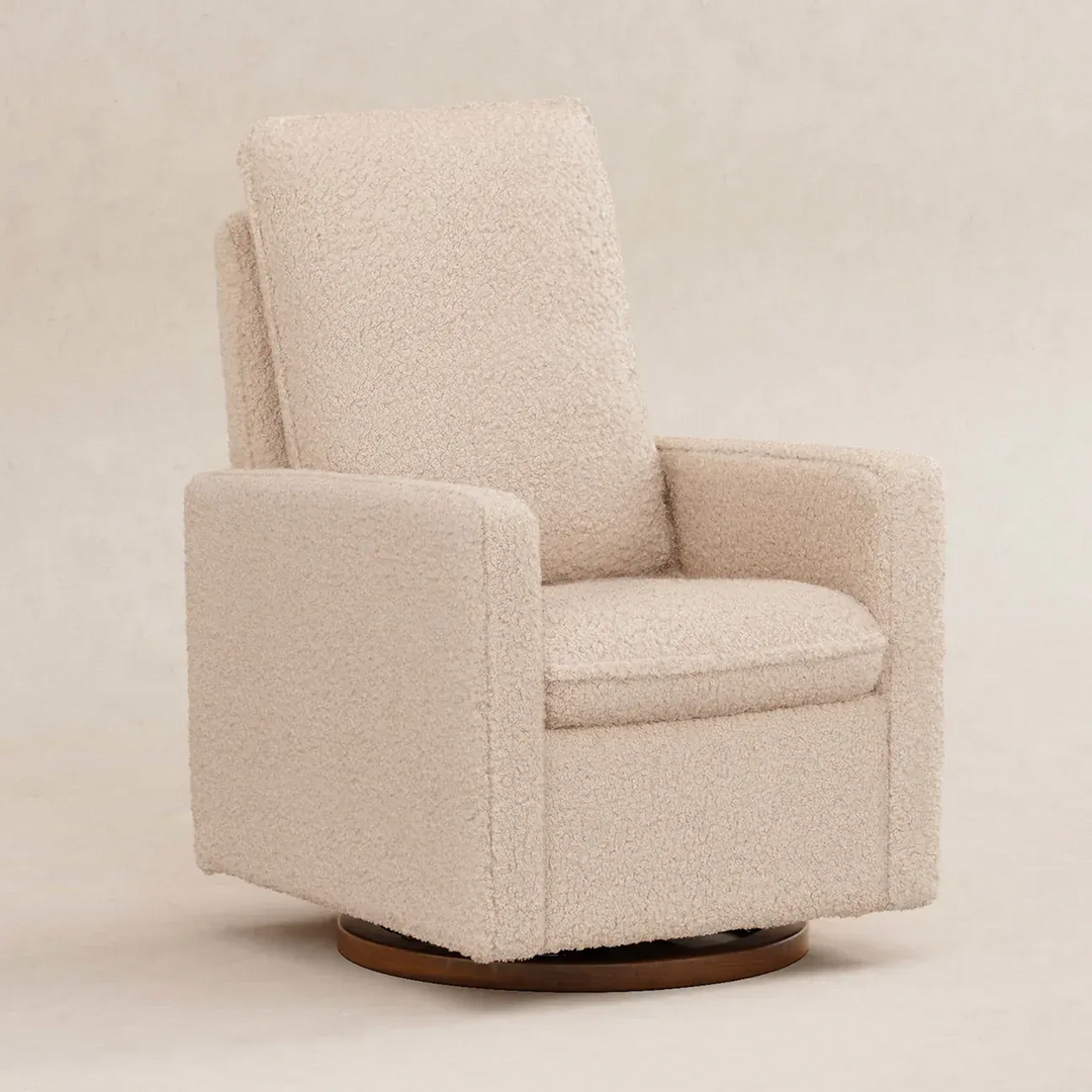 Babyletto Cali Pillowback Swivel Glider in shearling