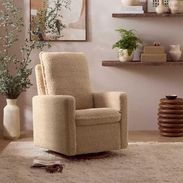 Babyletto Cali Pillowback Swivel Glider in shearling