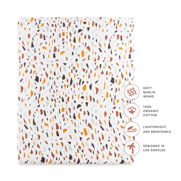 Babyletto crib sheet in GOTS certified organic moss stripe muslin cotton