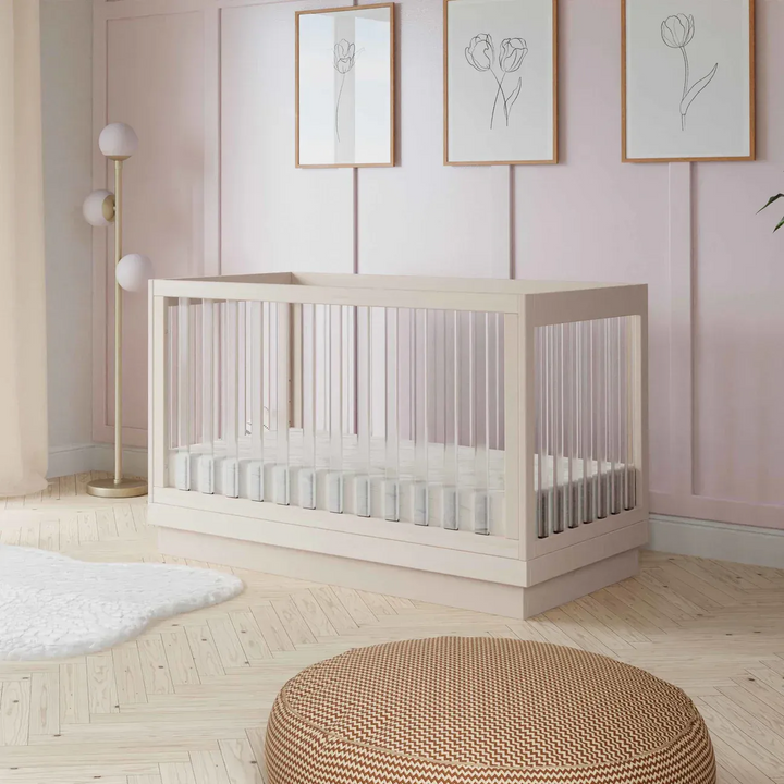 Babyletto Harlow Acrylic 3-in-1 convertible crib in Washed Natural finish