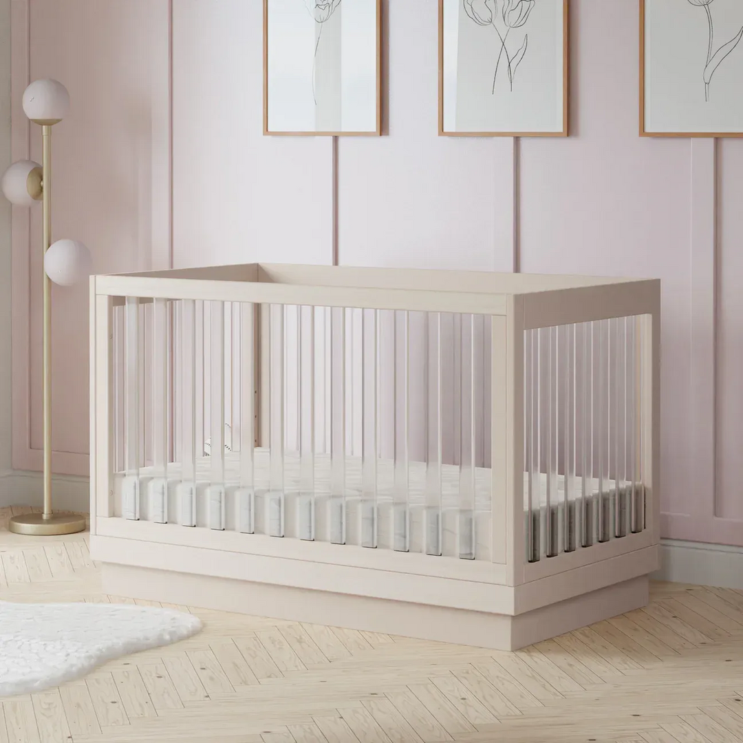 Babyletto Harlow acrylic 3-in-1 convertible crib in washed natural