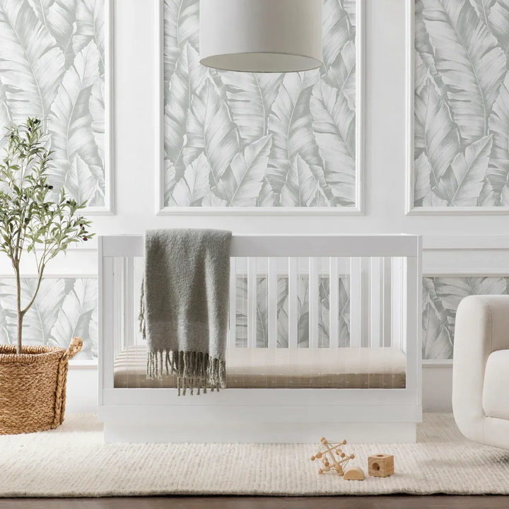 Babyletto Pre-Order Harlow Acrylic 3-in-1 Convertible Crib with Toddler Bed Conversion Kit - White