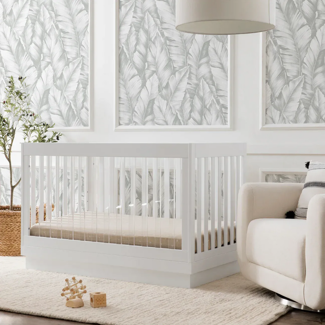 Babyletto Pre-Order Harlow Acrylic 3-in-1 Convertible Crib with Toddler Bed Conversion Kit - White