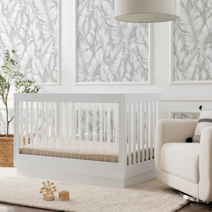 Babyletto Pre-Order Harlow Acrylic 3-in-1 Convertible Crib with Toddler Bed Conversion Kit - White
