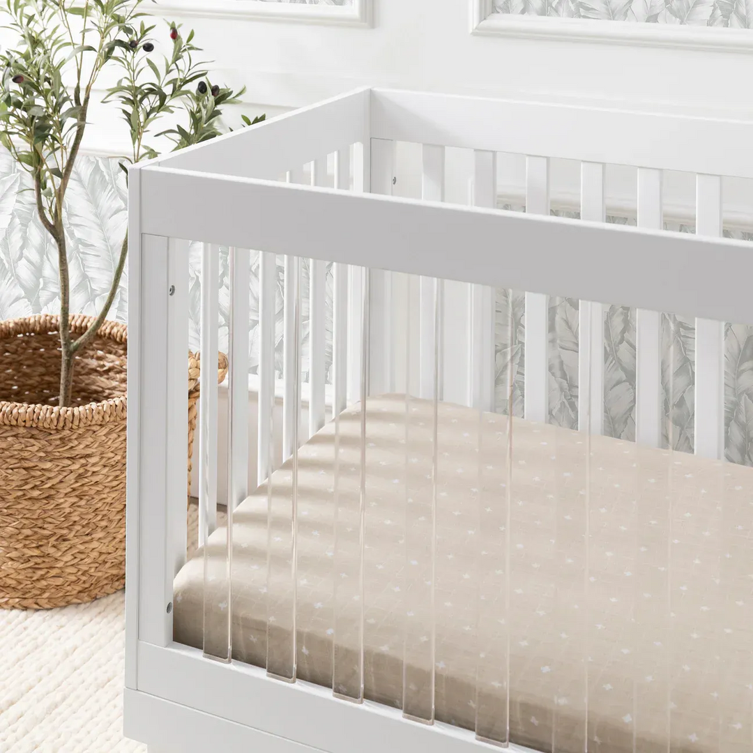 Babyletto Pre-Order Harlow Acrylic 3-in-1 Convertible Crib with Toddler Bed Conversion Kit - White