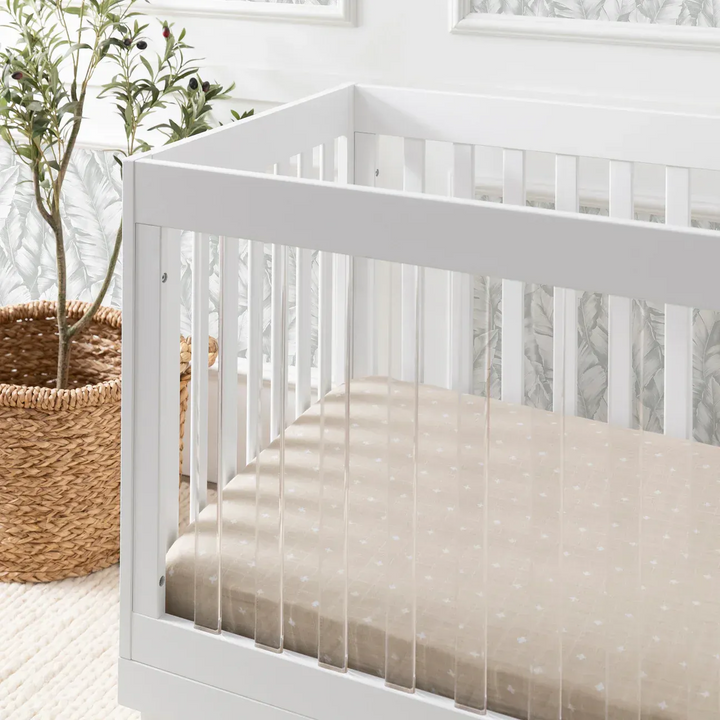 Babyletto Pre-Order Harlow Acrylic 3-in-1 Convertible Crib with Toddler Bed Conversion Kit - White