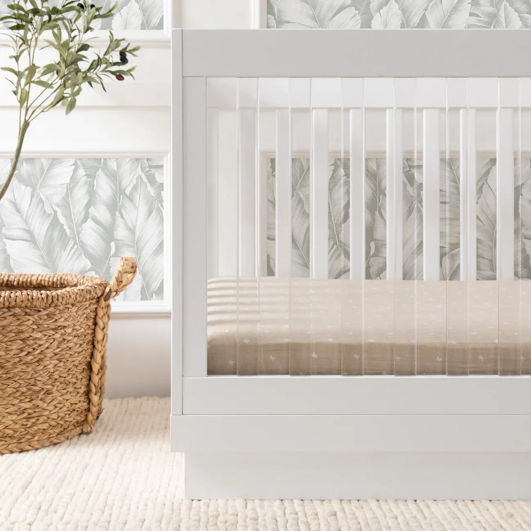 Babyletto Pre-Order Harlow Acrylic 3-in-1 Convertible Crib with Toddler Bed Conversion Kit - White