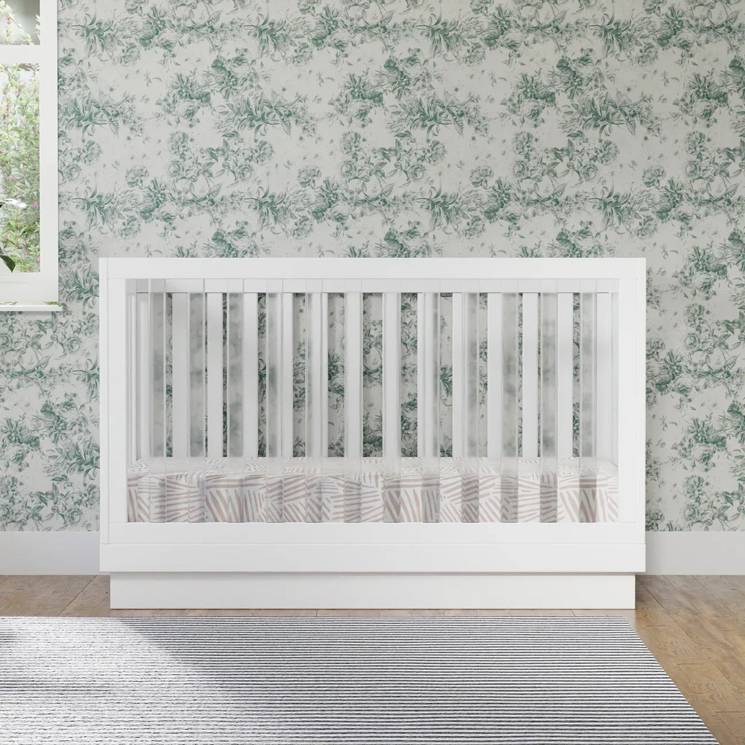 Babyletto Pre-Order Harlow Acrylic 3-in-1 Convertible Crib with Toddler Bed Conversion Kit - White
