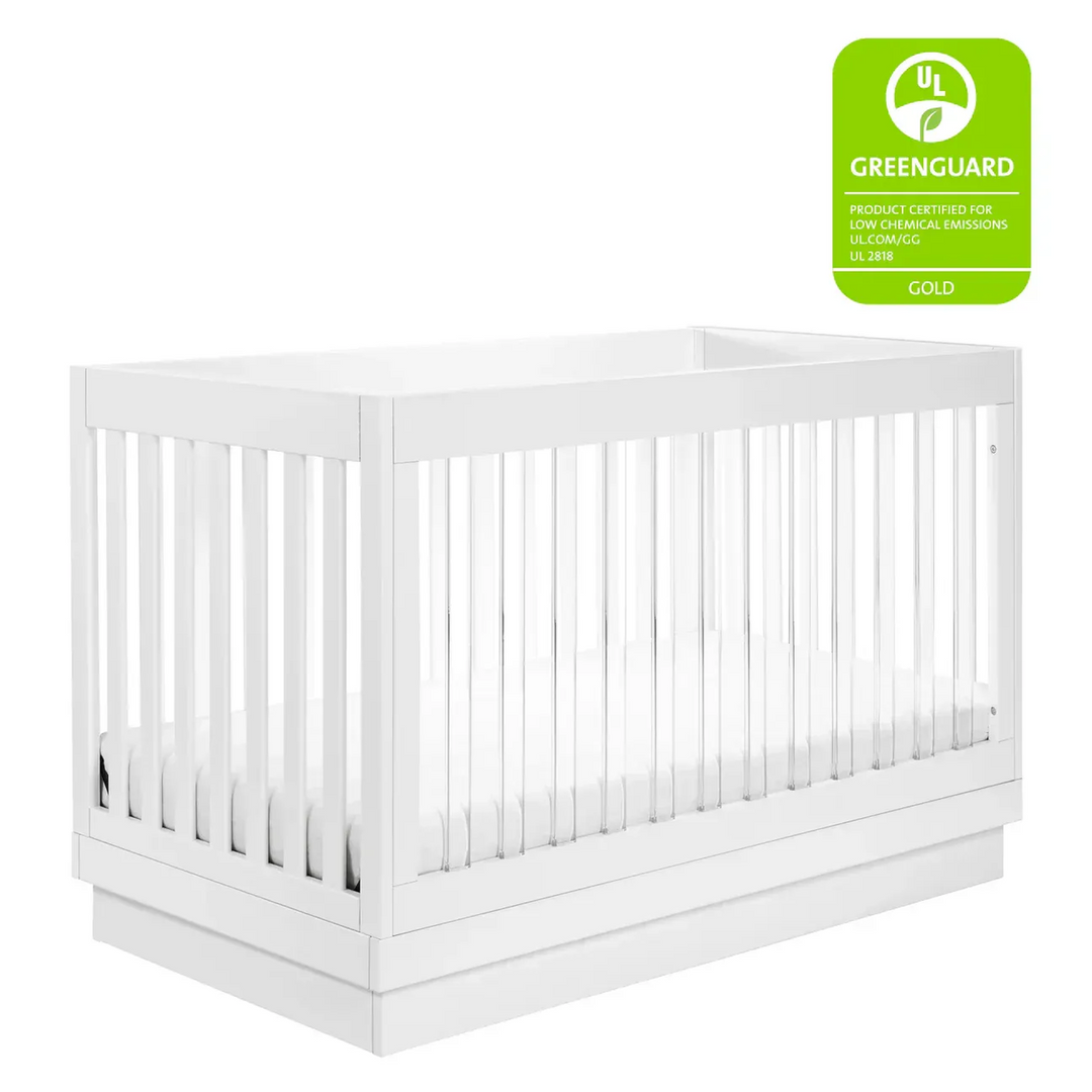 Babyletto Pre-Order Harlow Acrylic 3-in-1 Convertible Crib with Toddler Bed Conversion Kit - White