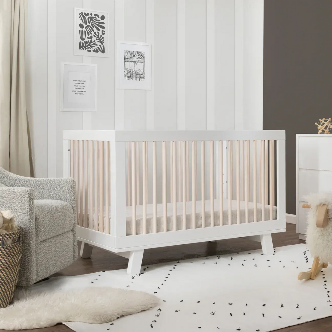 Babyletto Hudson 3-in-1 convertible crib in white and washed natural finish