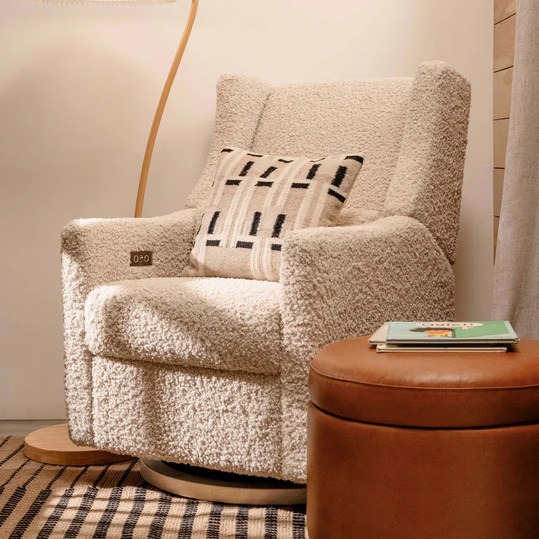Babyletto electronic recliner and swivel glider in Teddy Loop