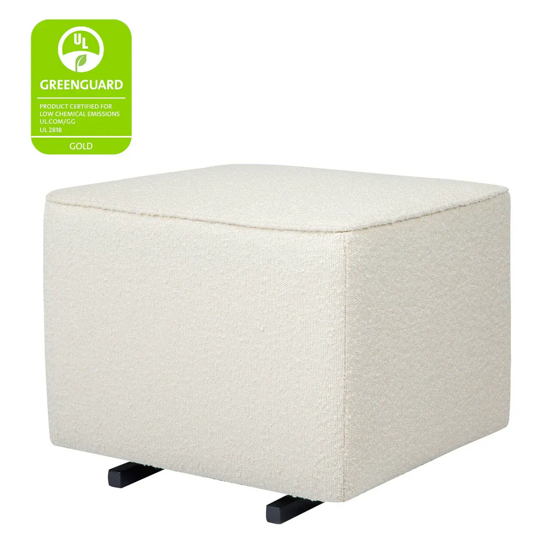 Babyletto Ivory Boucle Gliding Ottoman with gold-tone base