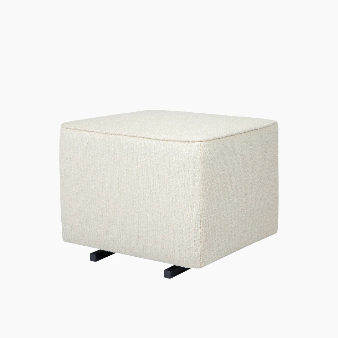 Babyletto Ivory Boucle Gliding Ottoman with gold-tone base