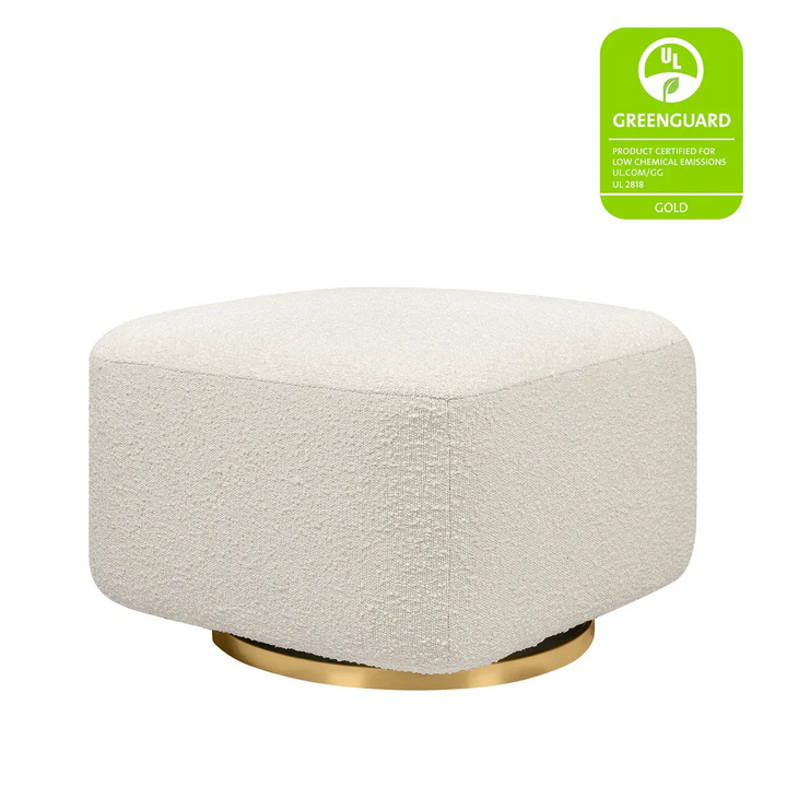 Babyletto ottoman in ivory boucle with golden base