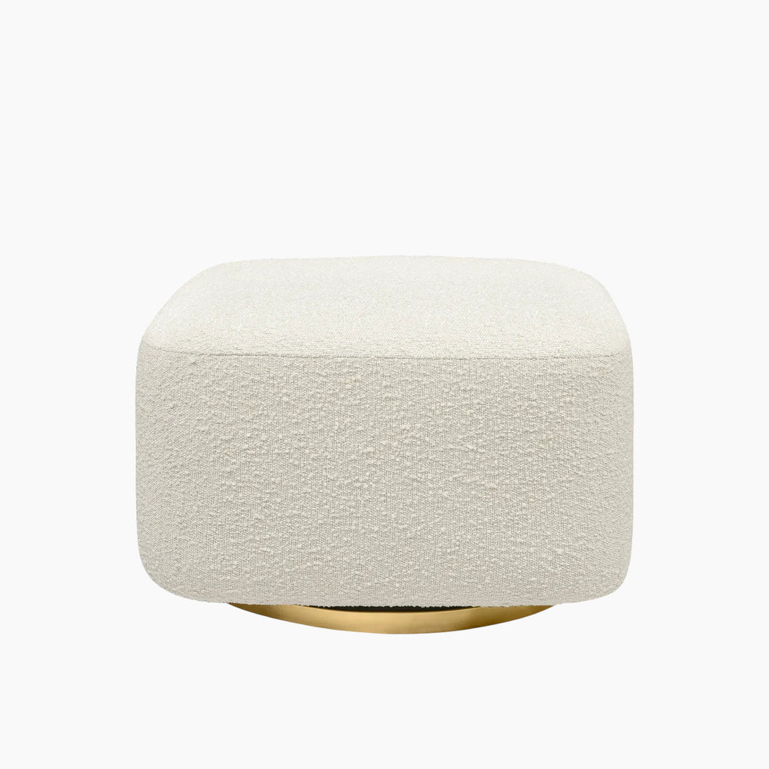 Babyletto ottoman in ivory boucle with golden base