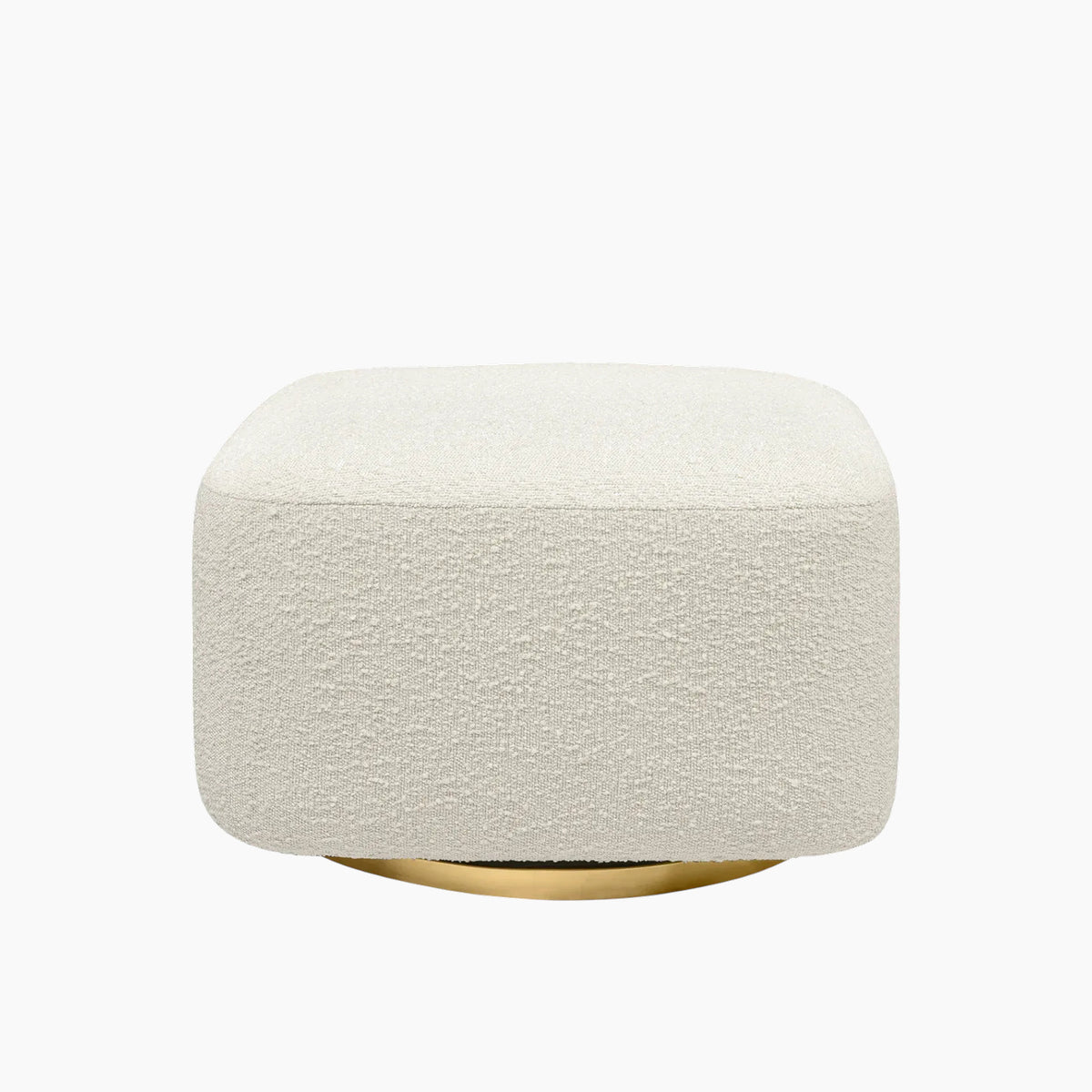 Babyletto ottoman in ivory boucle with golden base