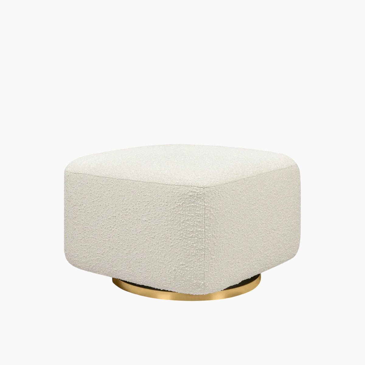Babyletto ivory boucle gliding ottoman with golden base