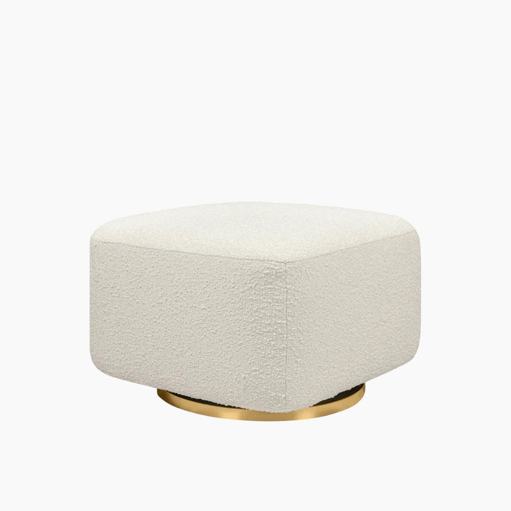 Babyletto ivory boucle gliding ottoman with golden base
