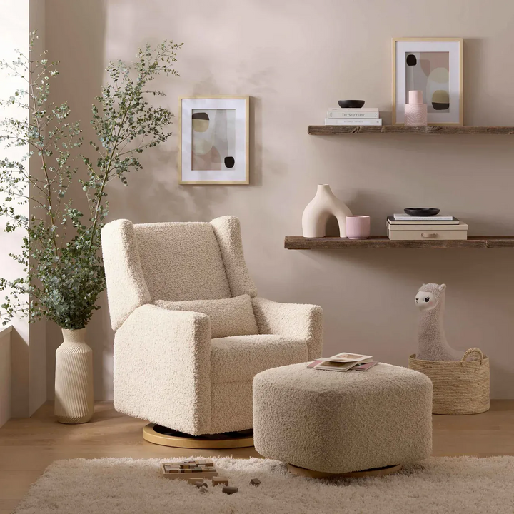 Babyletto Teddy Loop gliding ottoman with light wood base