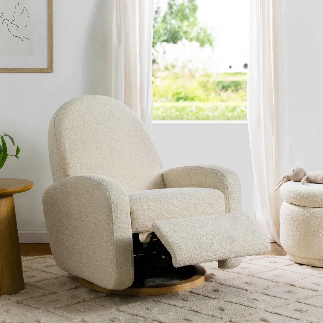 Babyletto Nami electronic recliner and swivel glider in Boucle