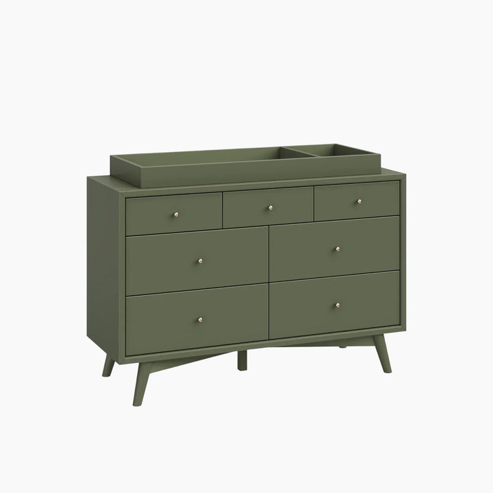 Babyletto Palma 7-drawer assembled double dresser with contrasting walnut stained drawers