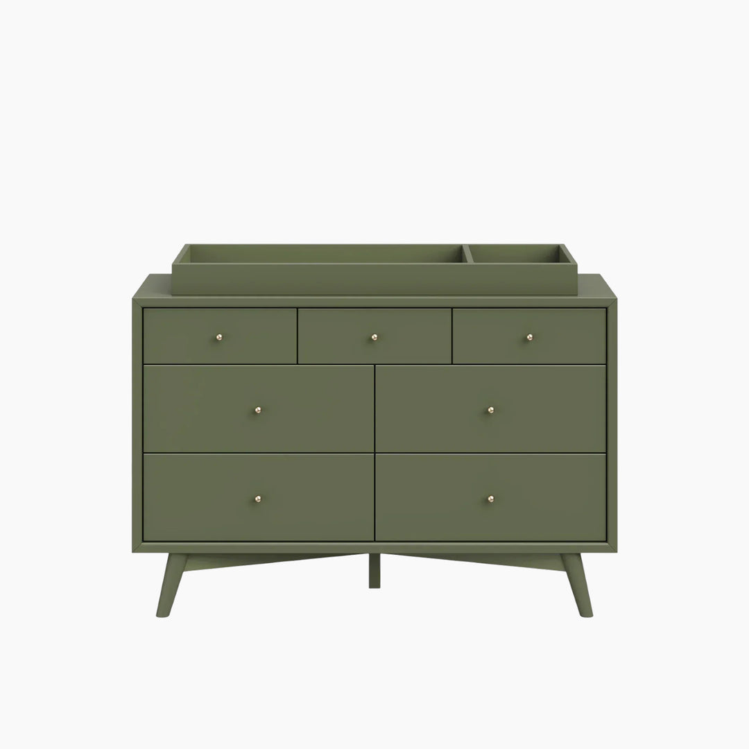 Babyletto Palma 7-drawer assembled double dresser with contrasting walnut stained drawers