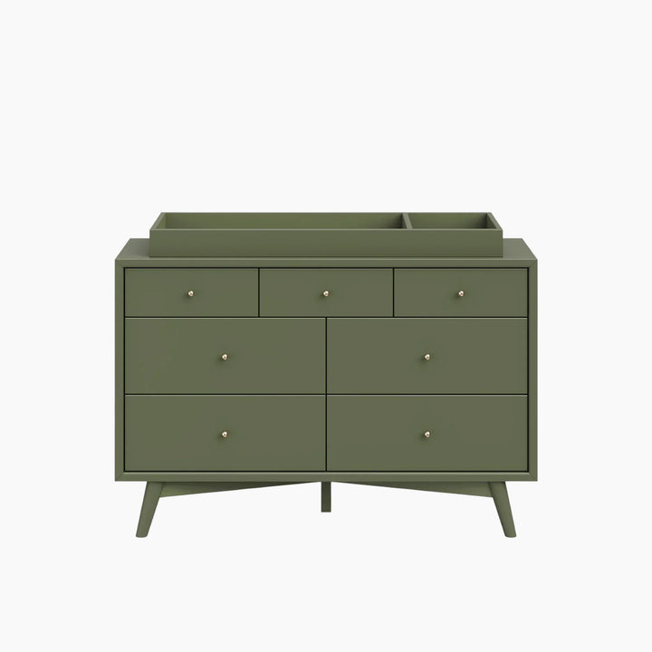 Babyletto Palma 7-drawer assembled double dresser with contrasting walnut stained drawers