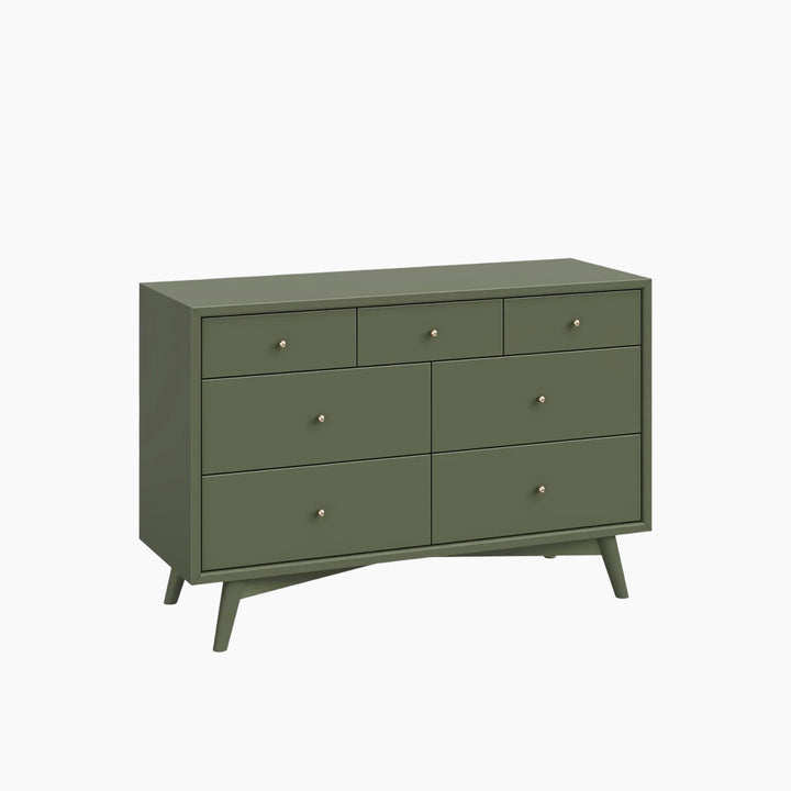 Babyletto Palma 7-drawer assembled double dresser with contrasting walnut stained drawers