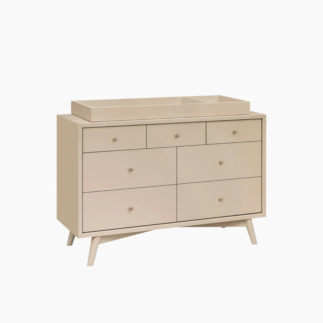 Babyletto Palma 7-drawer assembled double dresser with contrasting walnut stained drawers