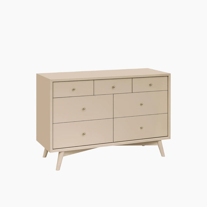 Babyletto Palma 7-drawer assembled double dresser with contrasting walnut stained drawers