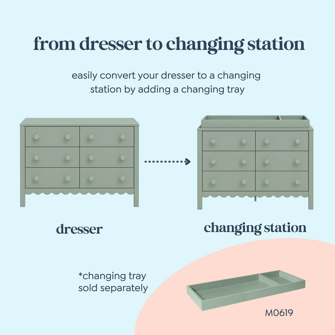 Davinci Sammy Scallop 6-drawer dresser with scallop detailing