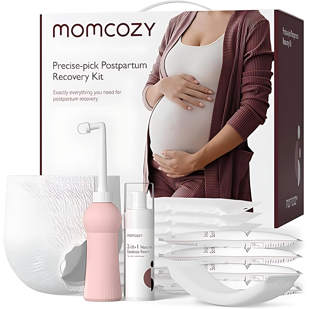 Momcozy Precise-pick Postpartum Recovery Kit with peri bottle, underwear, and cold pads