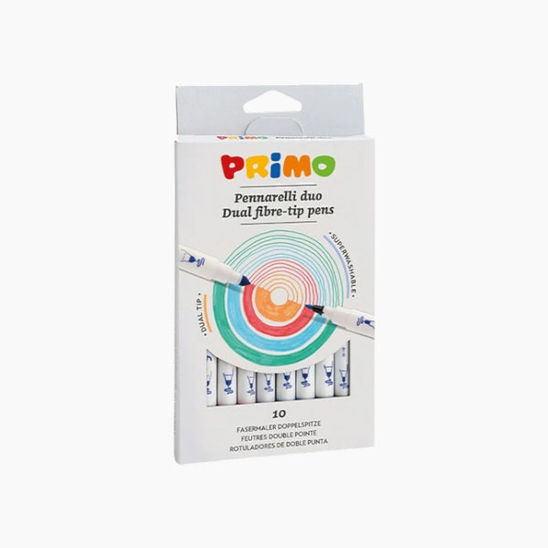 أقلام Primo ذات الطرف المزدوج من الألياف 10 أقلام ذات طرف مزدوج