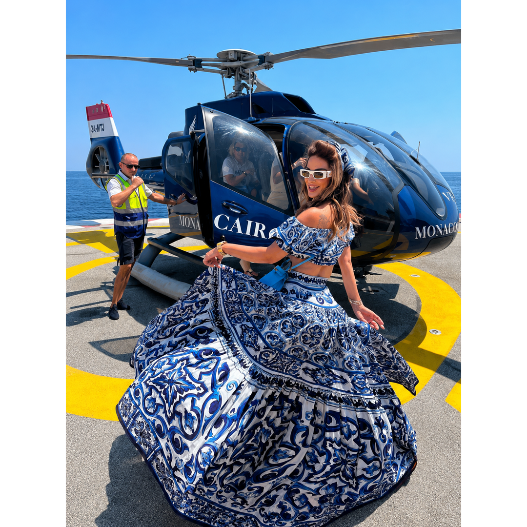 Printed Crop Top &amp; Maxi Skirt Set