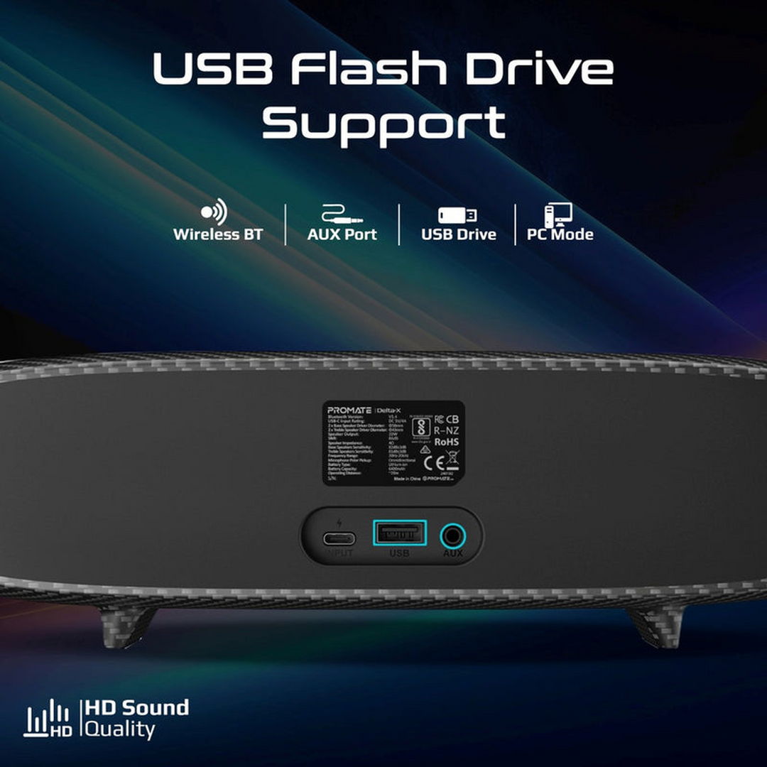 Promate Delta-X Wireless Speaker - Black Titanium