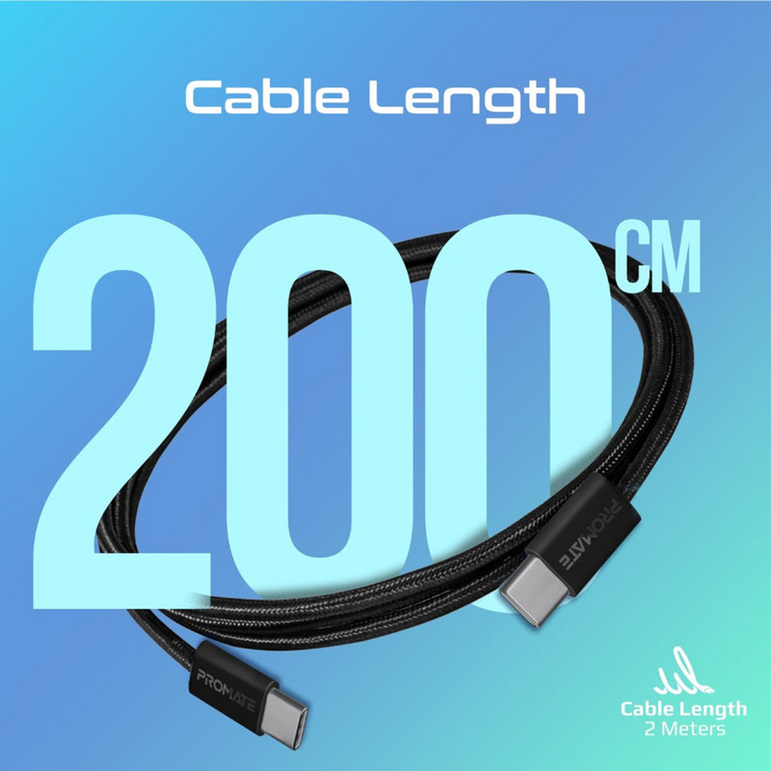 Promate EcoLine-CC200 USB-C Cable (Black)