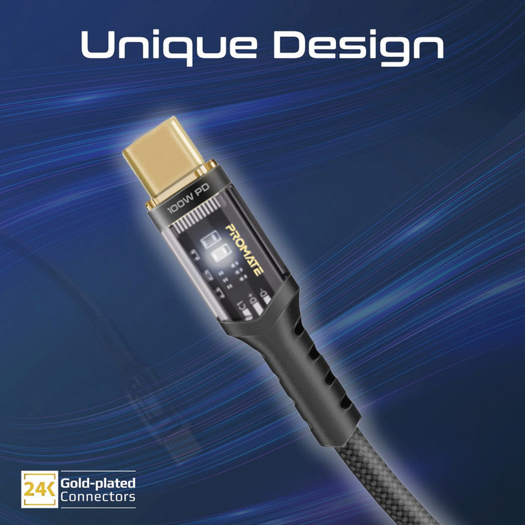 Promate LucidLine-CC120 USB-C Cable (Black)