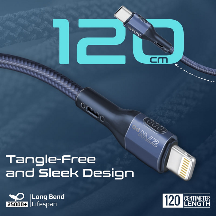 Promate Tough-Built USB-C to Lightning Cable 27W