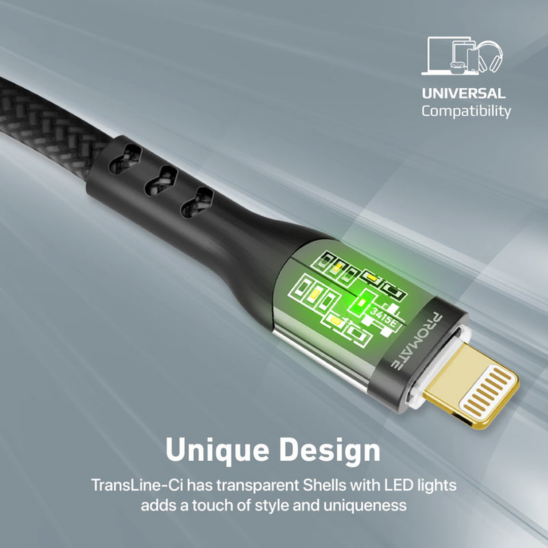 Promate TransLine-Ci USB-C to Lightning Cable (Black)