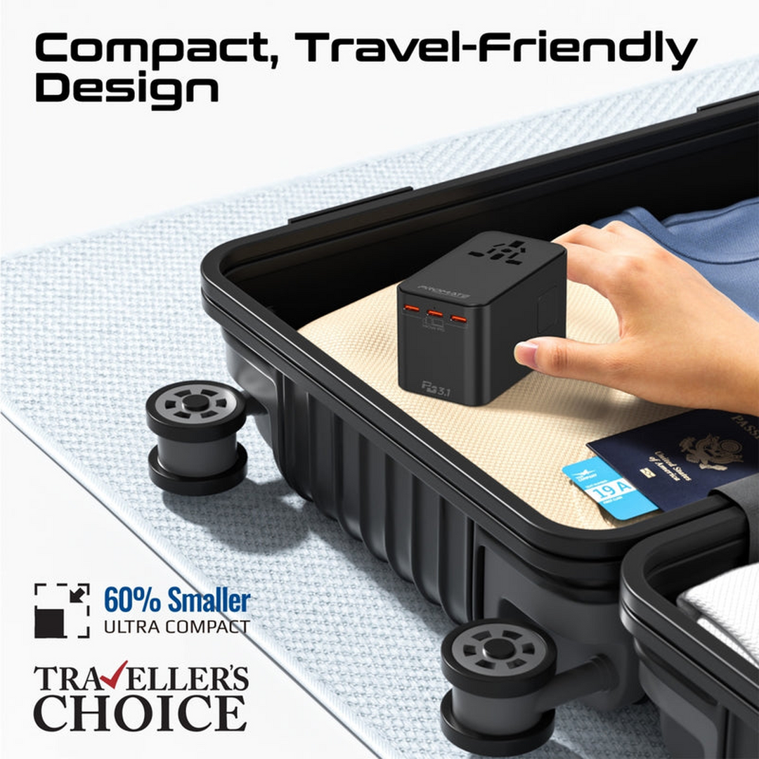 Promate TripMate-GaN 160W Travel Adapter