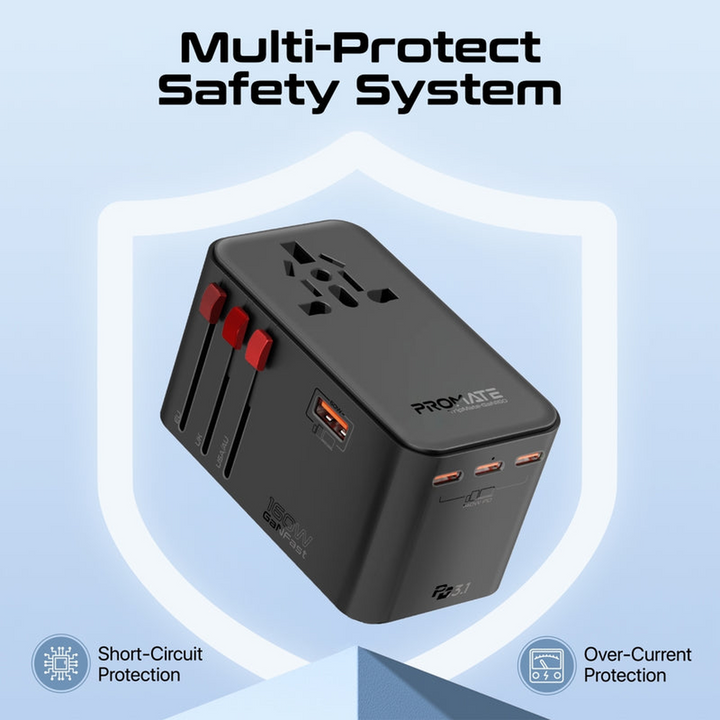 Promate TripMate-GaN 160W Travel Adapter