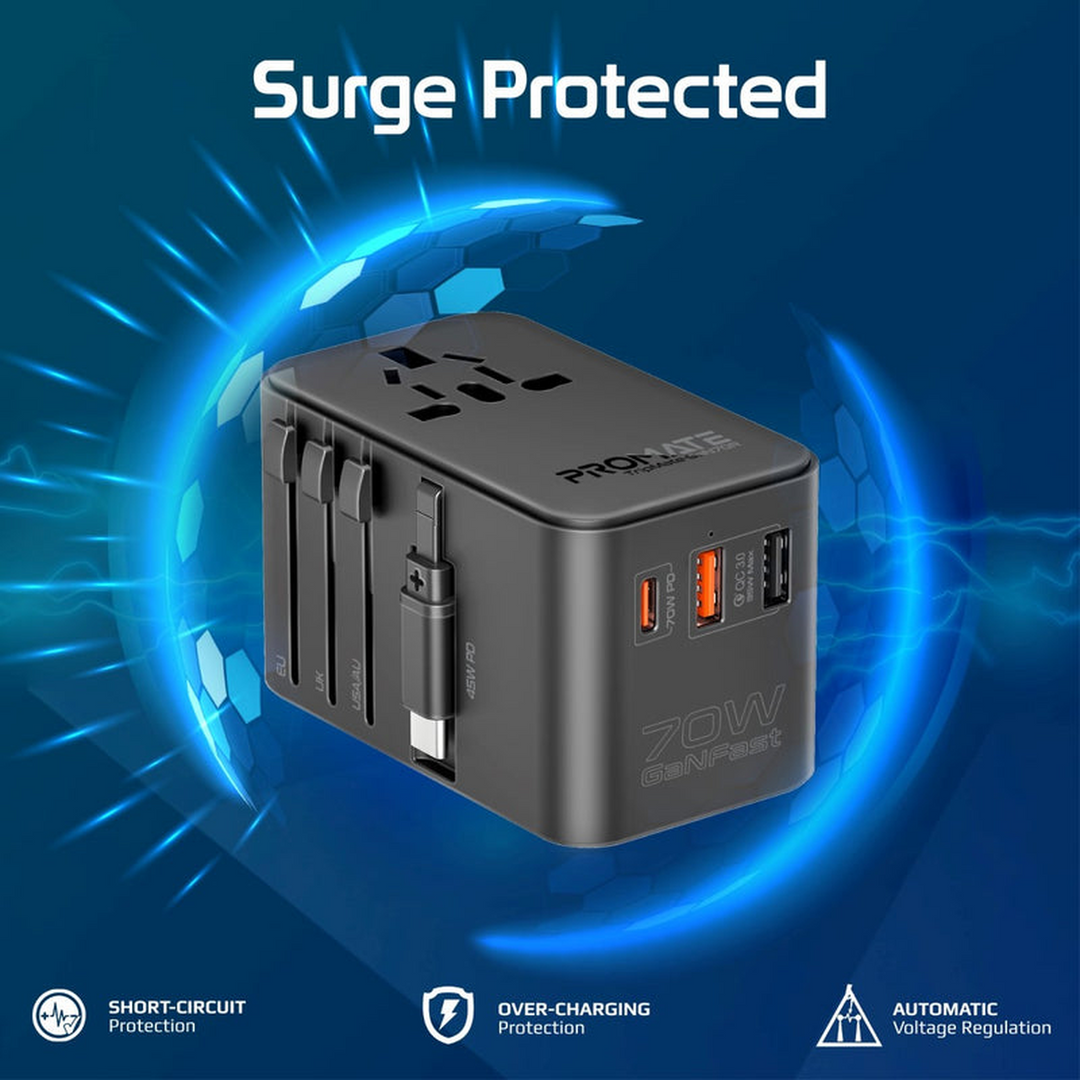 Promate TripMate-GaN 160W Travel Adapter
