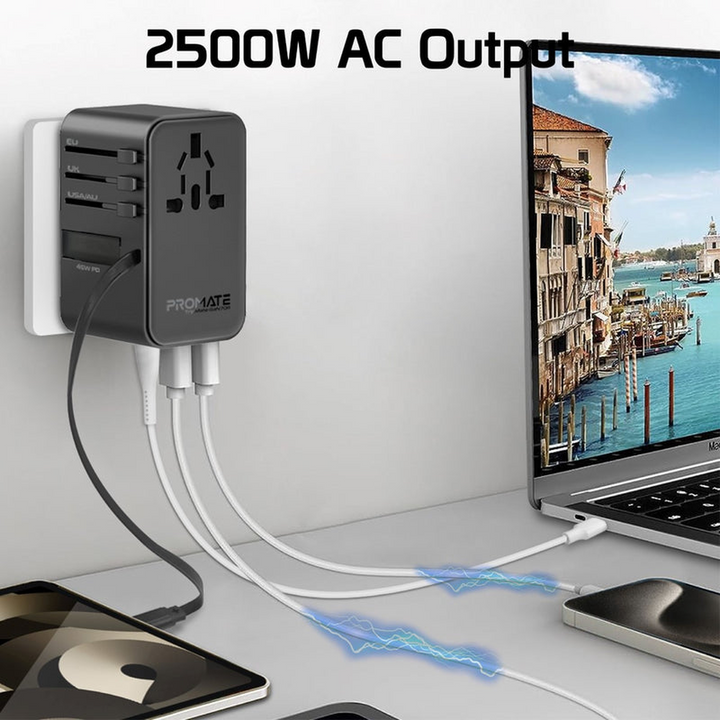 Promate TripMate-GaN 160W Travel Adapter