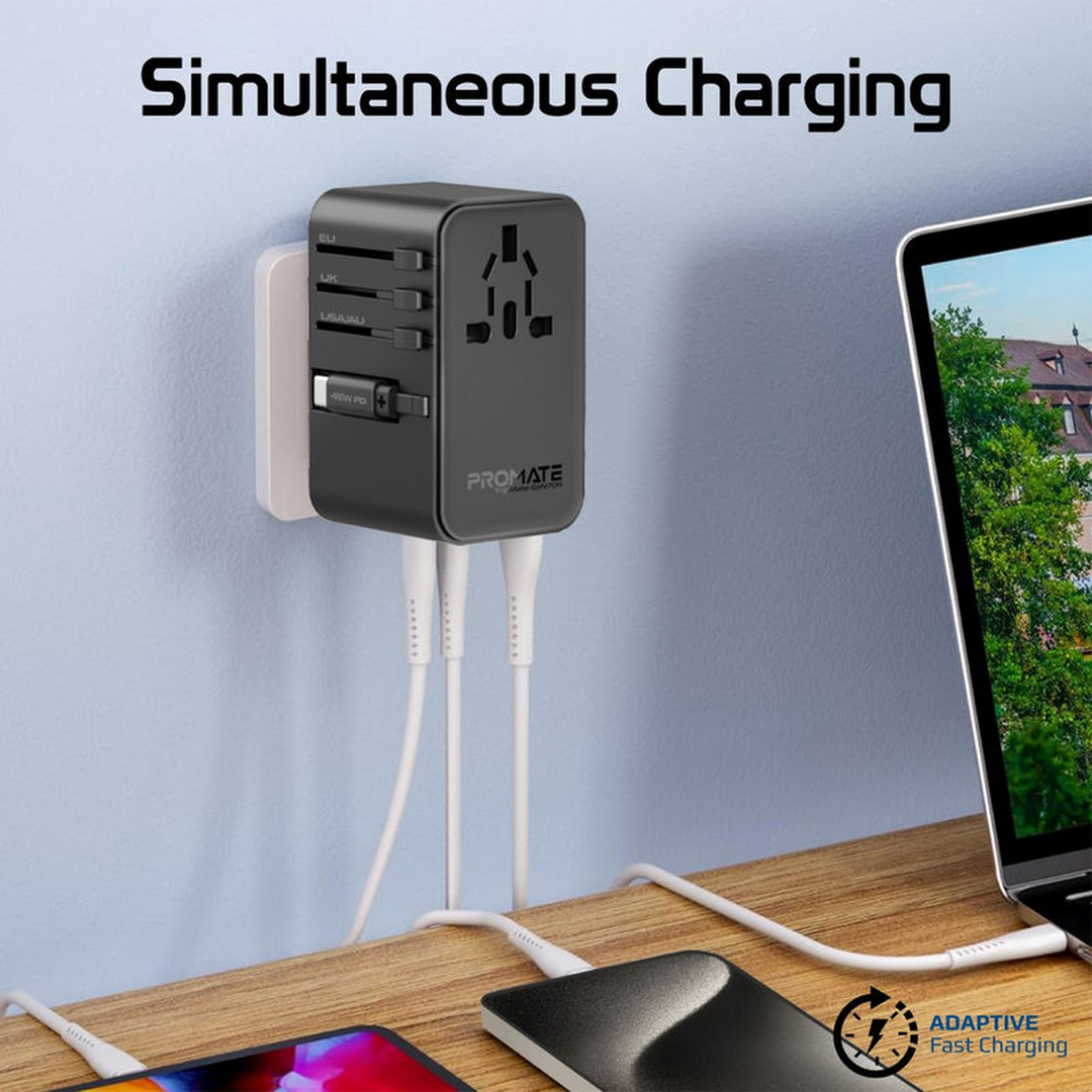 Promate TripMate-GaN 160W Travel Adapter