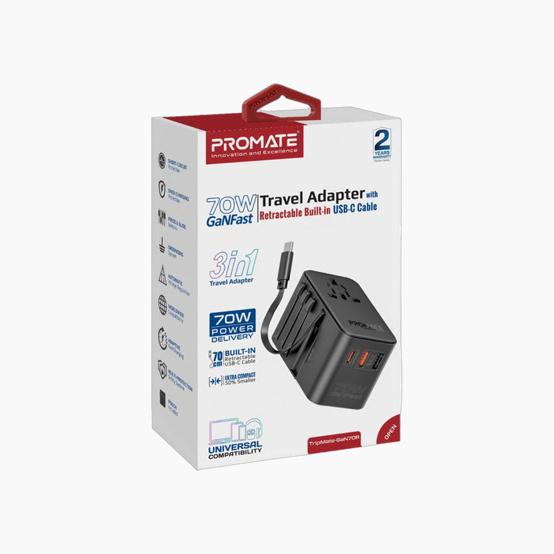 Promate TripMate-GaN 160W Travel Adapter