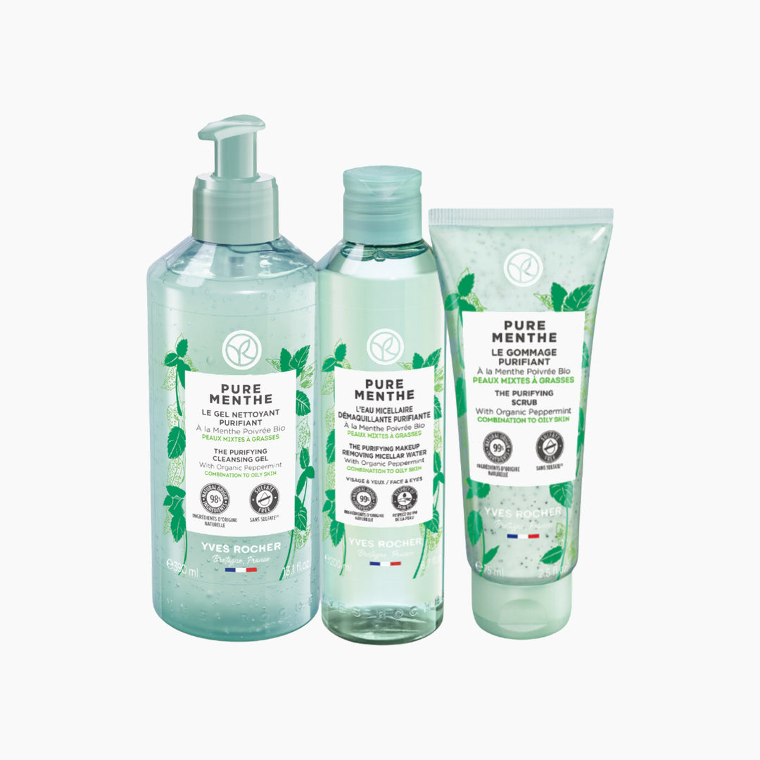 Yves Rocher Pure Menthe Set for Combination to Oily Skin - 3 Pieces