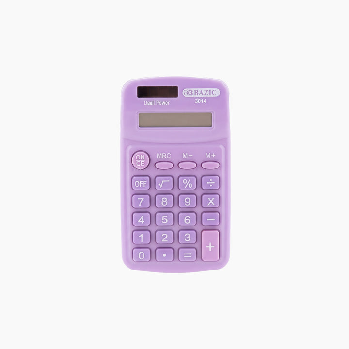 Bazic 8-Digit Dual Power Pocket Size Calculator - Pastel Color